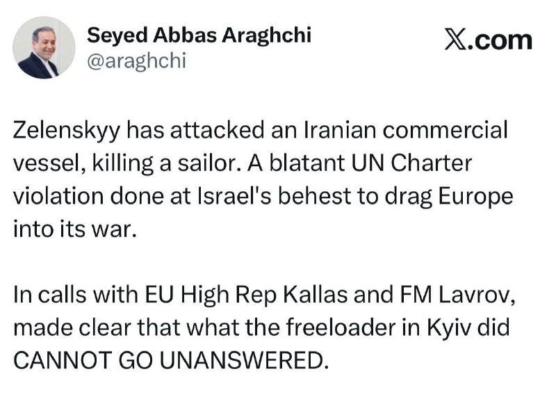 Глава МИД Ирана обвинил Зеленского в атаке на судно с жертвами — реакция в Вайоц-Дзоре